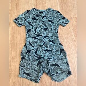 Kida Teal Shark & Tropical Print Jammie’s Set